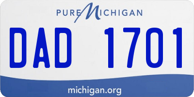 MI license plate DAD1701