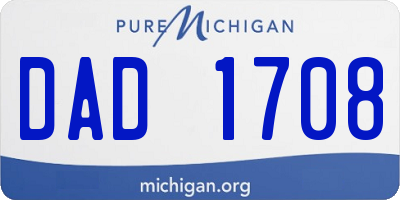 MI license plate DAD1708