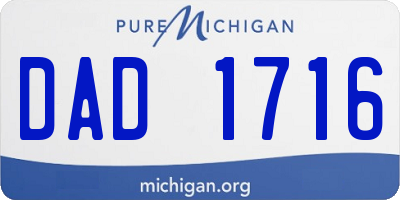 MI license plate DAD1716