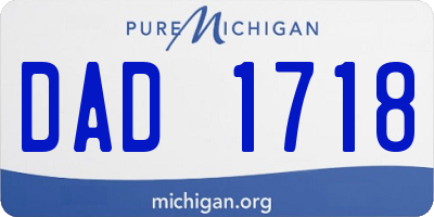 MI license plate DAD1718