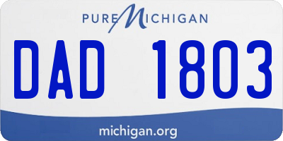 MI license plate DAD1803