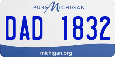 MI license plate DAD1832