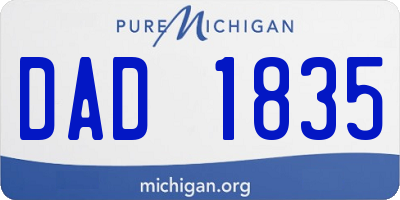 MI license plate DAD1835