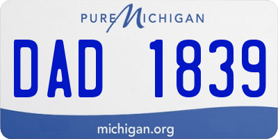 MI license plate DAD1839