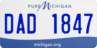 MI license plate DAD1847