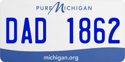 MI license plate DAD1862