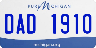 MI license plate DAD1910