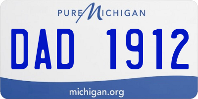 MI license plate DAD1912