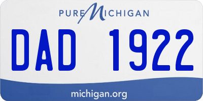 MI license plate DAD1922