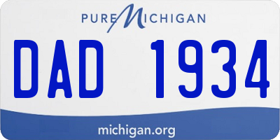 MI license plate DAD1934