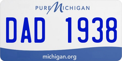 MI license plate DAD1938