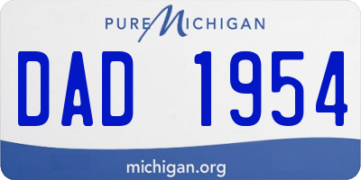 MI license plate DAD1954