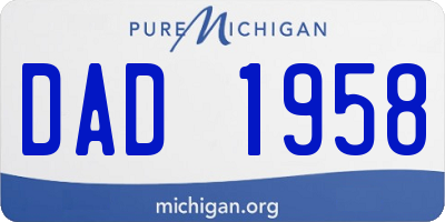 MI license plate DAD1958
