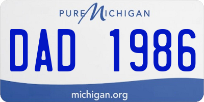 MI license plate DAD1986