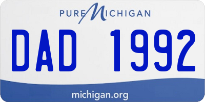 MI license plate DAD1992