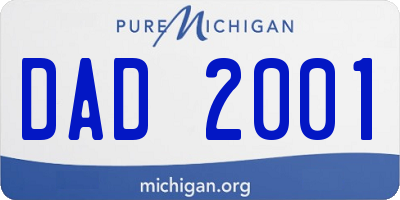 MI license plate DAD2001