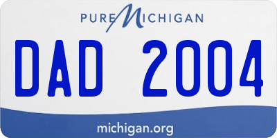 MI license plate DAD2004
