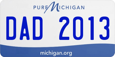 MI license plate DAD2013