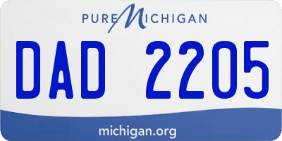 MI license plate DAD2205