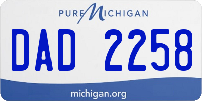 MI license plate DAD2258