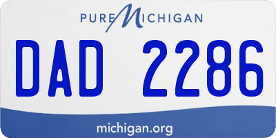 MI license plate DAD2286