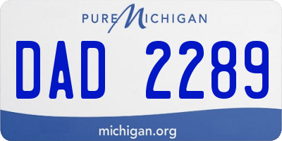 MI license plate DAD2289
