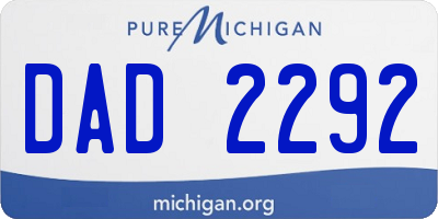 MI license plate DAD2292