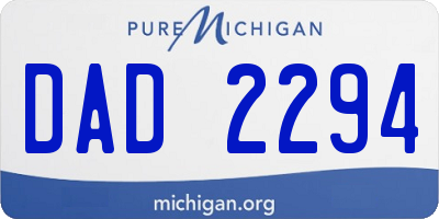 MI license plate DAD2294