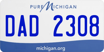 MI license plate DAD2308