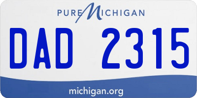 MI license plate DAD2315