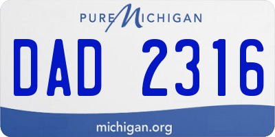 MI license plate DAD2316