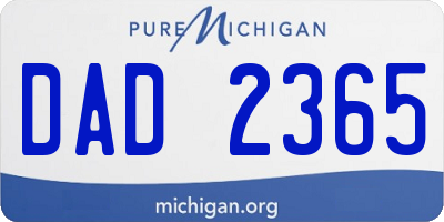 MI license plate DAD2365