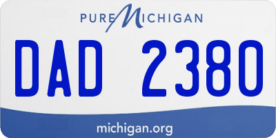 MI license plate DAD2380