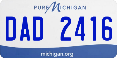 MI license plate DAD2416