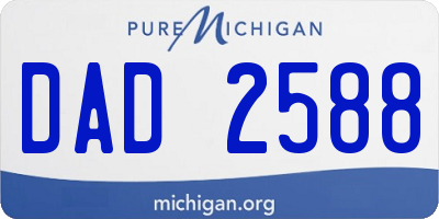 MI license plate DAD2588