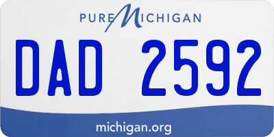 MI license plate DAD2592