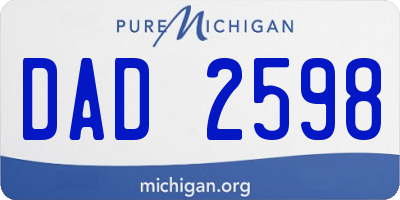 MI license plate DAD2598