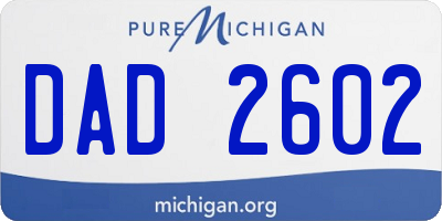 MI license plate DAD2602