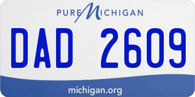 MI license plate DAD2609