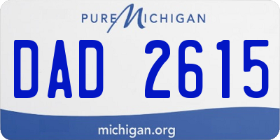 MI license plate DAD2615