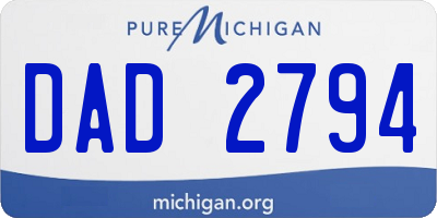 MI license plate DAD2794
