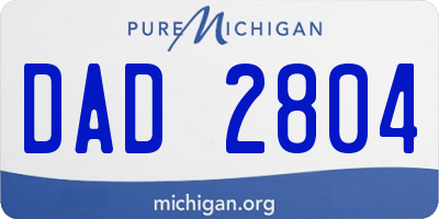 MI license plate DAD2804
