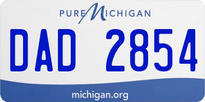 MI license plate DAD2854
