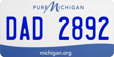 MI license plate DAD2892