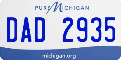 MI license plate DAD2935