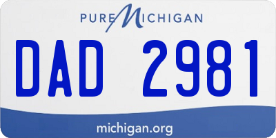 MI license plate DAD2981