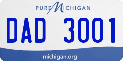 MI license plate DAD3001
