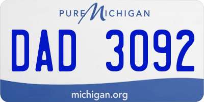 MI license plate DAD3092