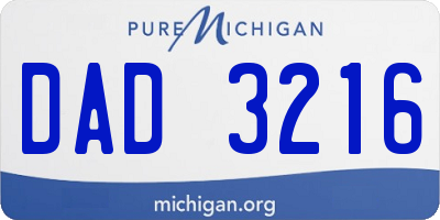 MI license plate DAD3216