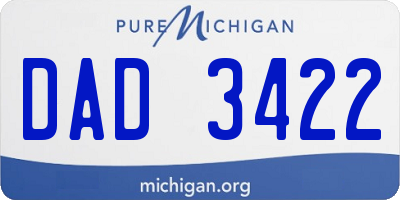 MI license plate DAD3422